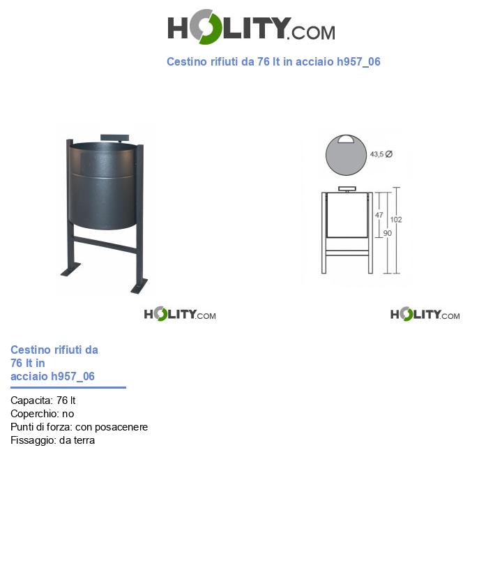 Cestino rifiuti da 76 lt in acciaio h957_06