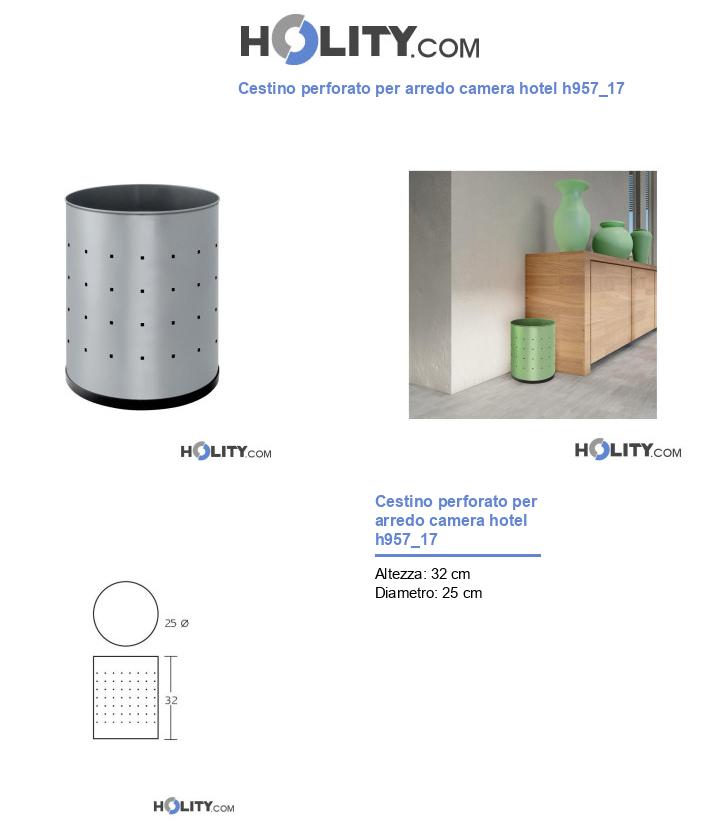 Cestino perforato per arredo camera hotel h957_17