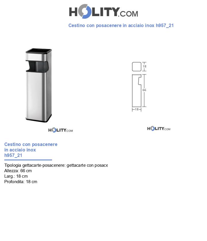 Cestino con posacenere in acciaio inox h957_21