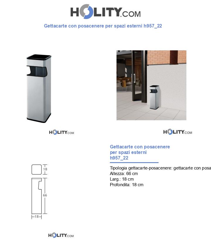 Gettacarte con posacenere per spazi esterni h957_22
