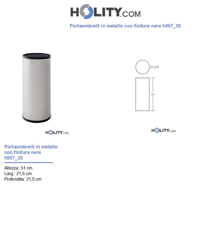 Portaombrelli in metallo con finiture nere h957_30