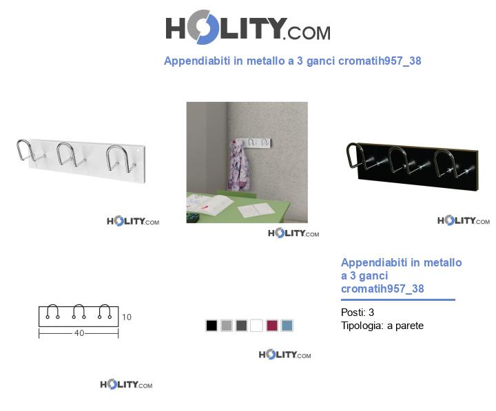 Appendiabiti in metallo a 3 ganci cromatih957_38