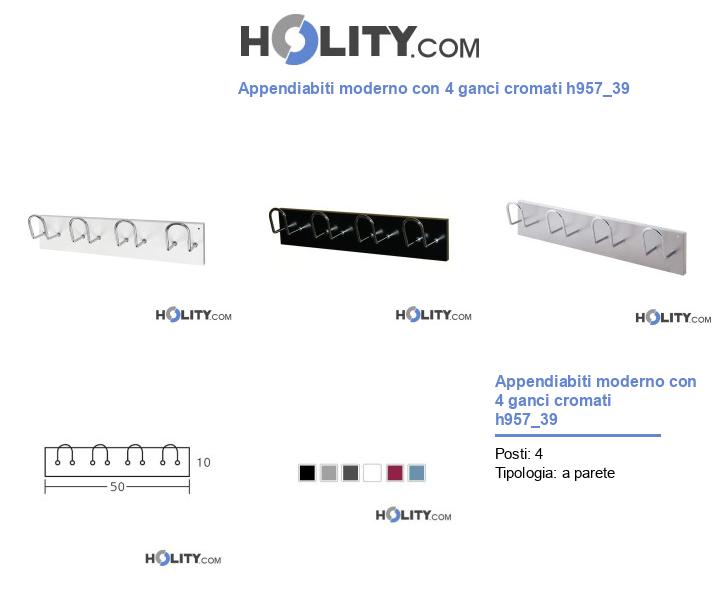 Appendiabiti moderno con 4 ganci cromati h957_39