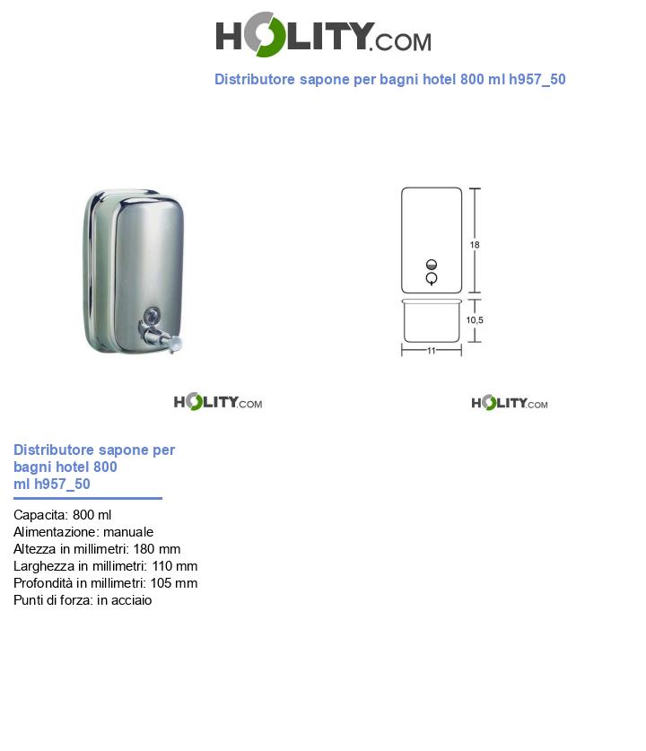 Distributore sapone per bagni hotel 800 ml h957_50