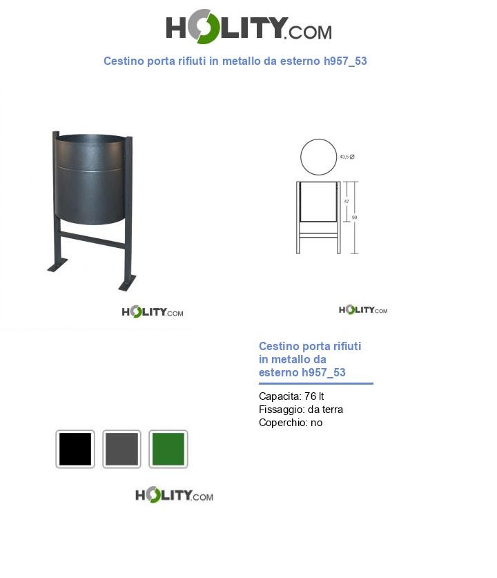 Cestino porta rifiuti in metallo da esterno h957_53