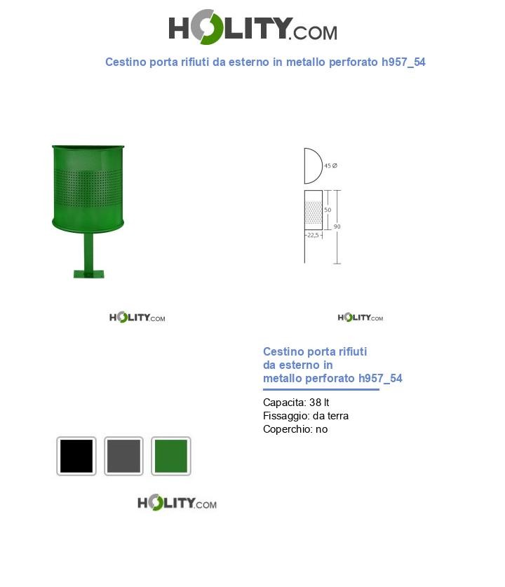 Cestino porta rifiuti da esterno in metallo perforato h957_54