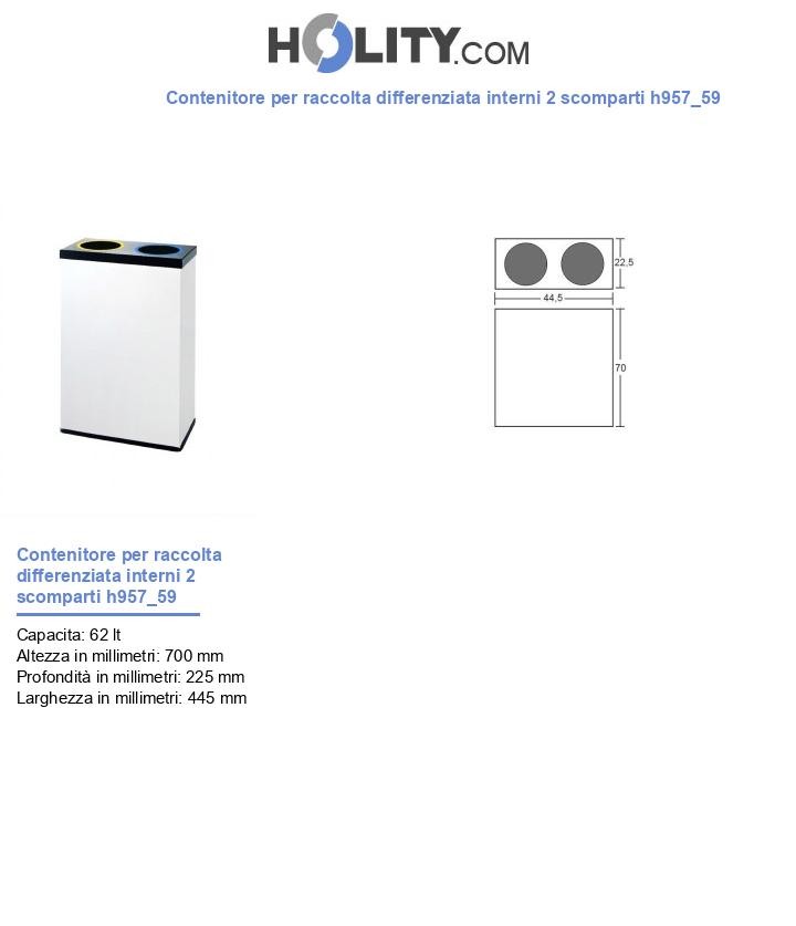 Contenitore per raccolta differenziata interni 2 scomparti h957_59