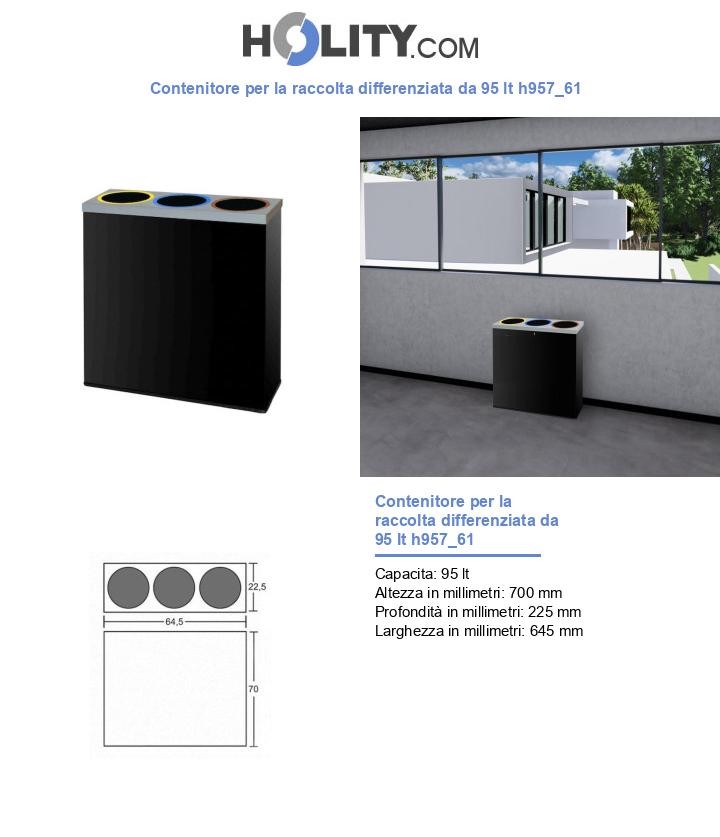 Contenitore per la raccolta differenziata da 95 lt h957_61