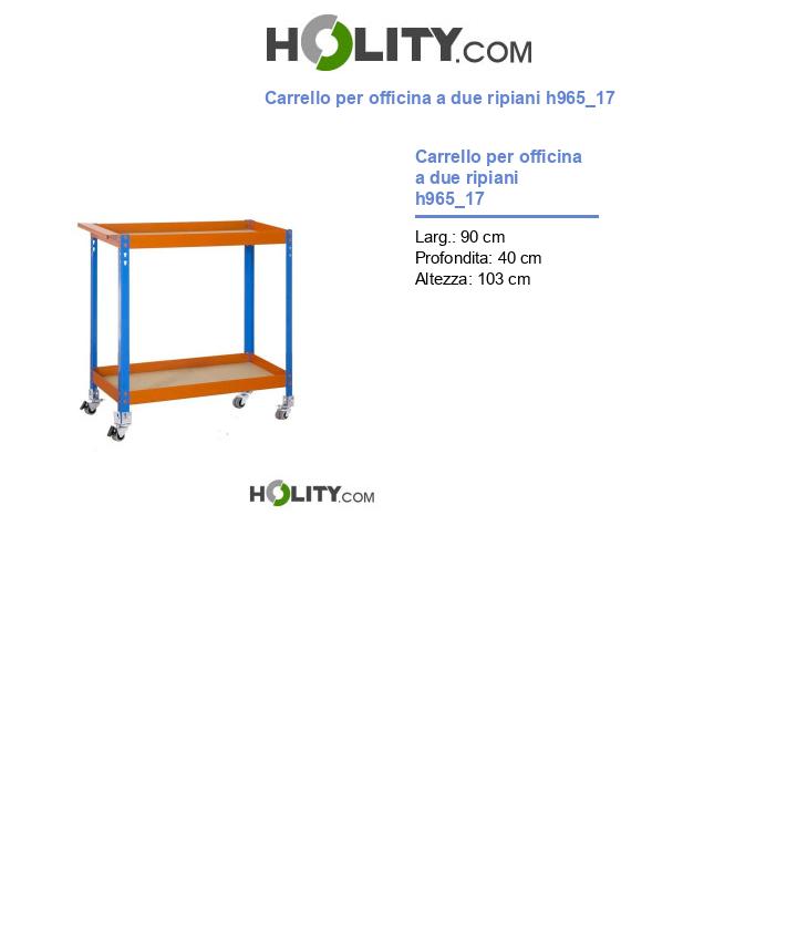 Carrello per officina a due ripiani h965_17