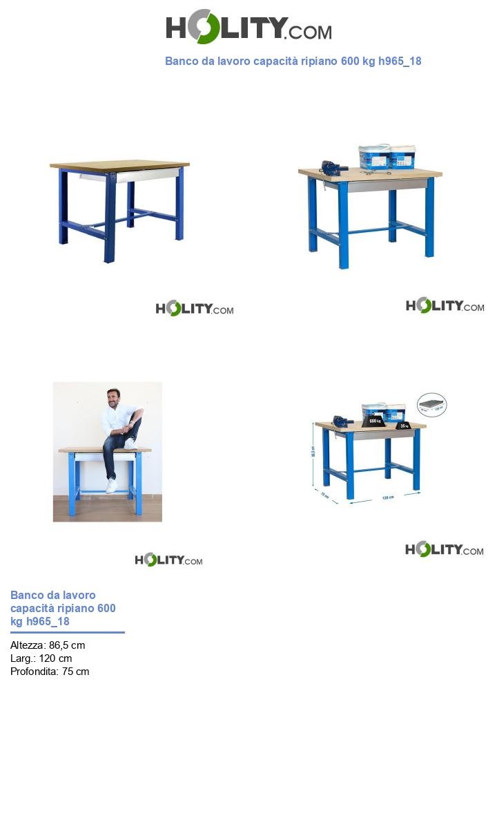 Banco da lavoro capacità ripiano 600 kg h965_18