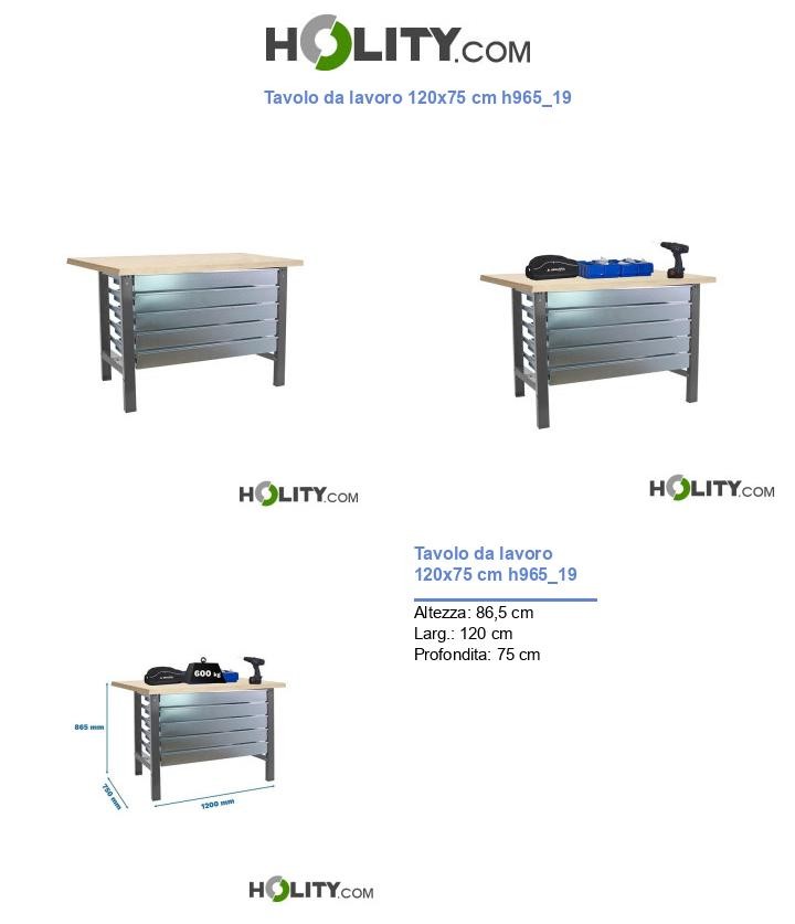 Tavolo da lavoro 120x75 cm h965_19