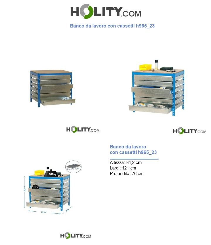 Banco da lavoro con cassetti h965_23