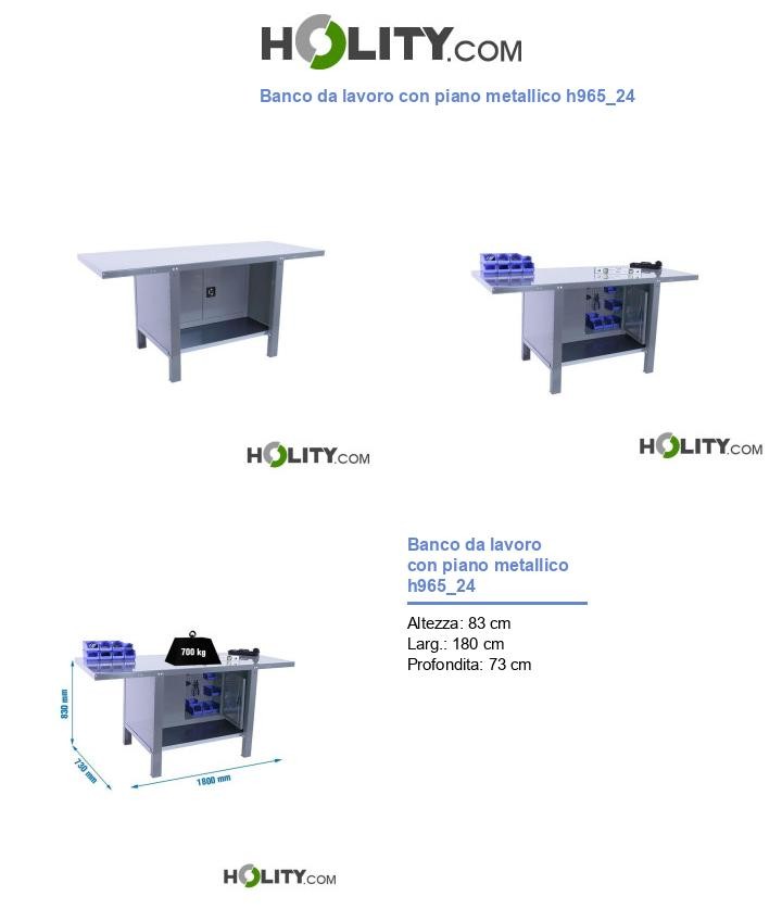 Banco da lavoro con piano metallico h965_24
