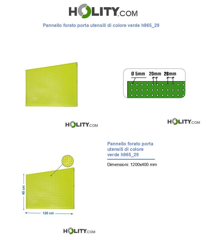 Pannello forato porta utensili di colore verde h965_29