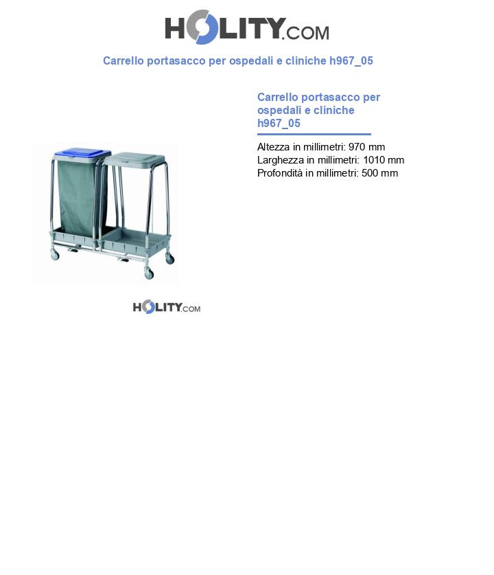 Carrello portasacco per ospedali e cliniche h967_05