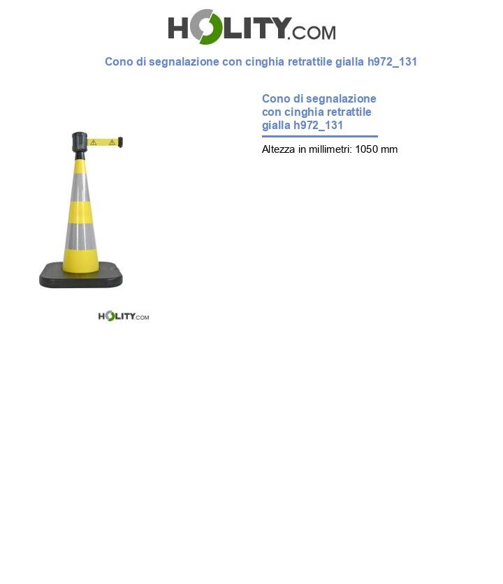 Cono di segnalazione con cinghia retrattile gialla h972_131