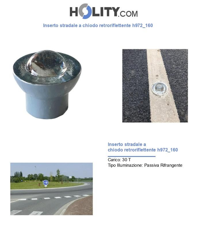 Inserto stradale a chiodo retroriflettente h972_160