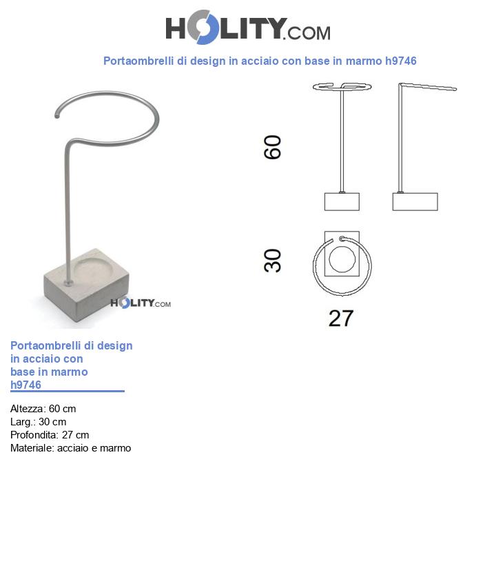 Portaombrelli di design in acciaio con base in marmo h9746