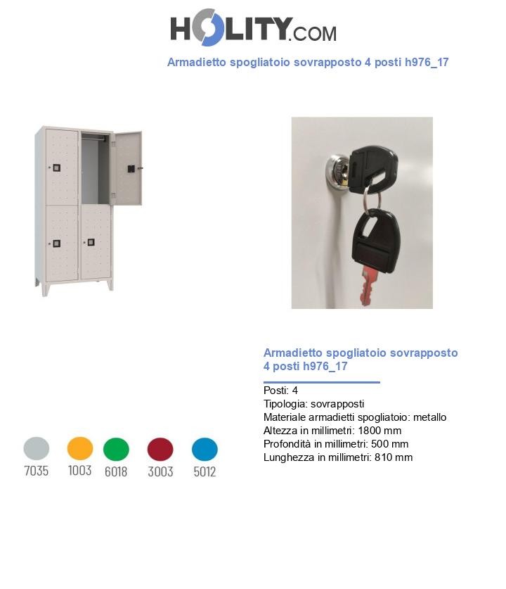 Armadietto spogliatoio sovrapposto 4 posti h976_17