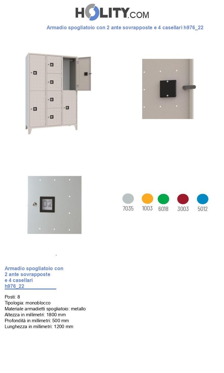 Armadio spogliatoio con 2 ante sovrapposte e 4 casellari h976_22