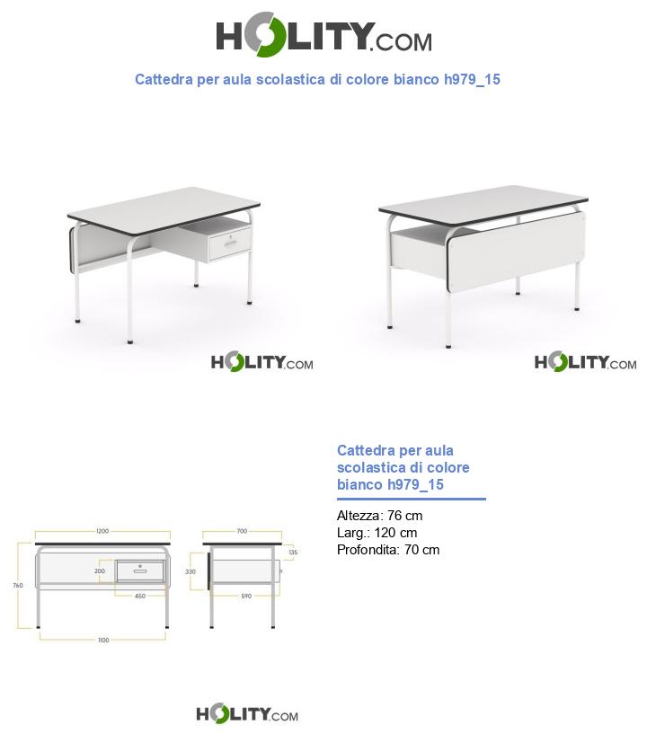 Cattedra per aula scolastica di colore bianco h979_15