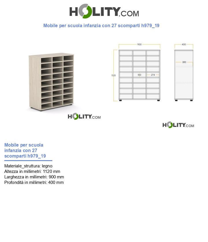 Mobile per scuola infanzia con 27 scomparti h979_19