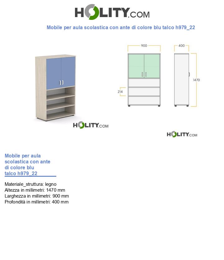 Mobile per aula scolastica con ante di colore blu talco h979_22