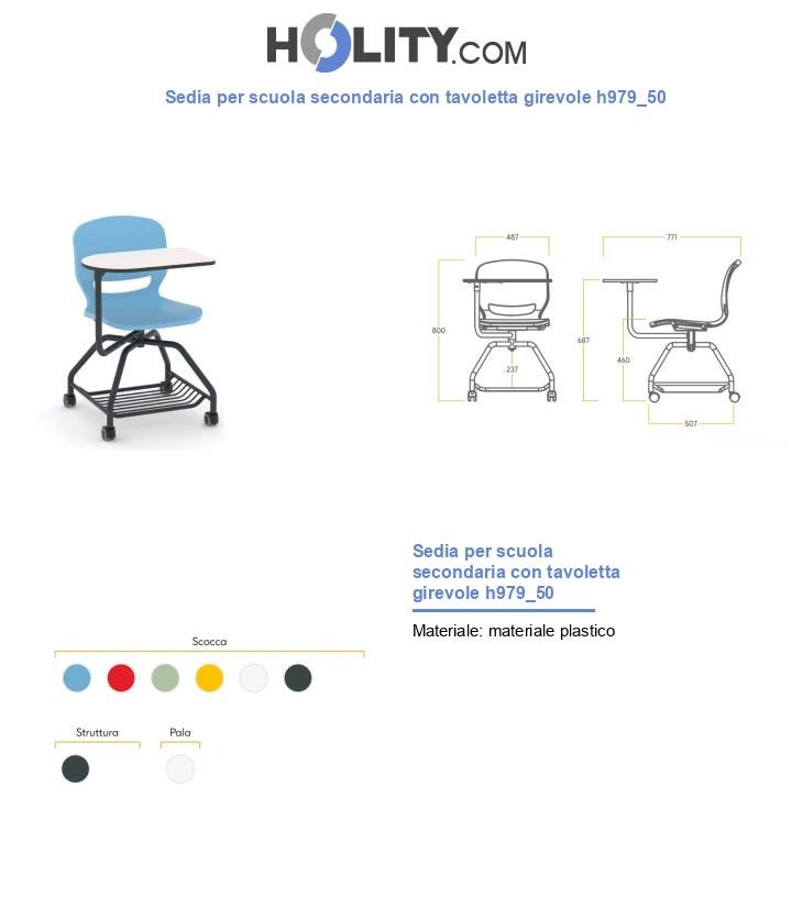 Sedia per scuola secondaria con tavoletta girevole h979_50