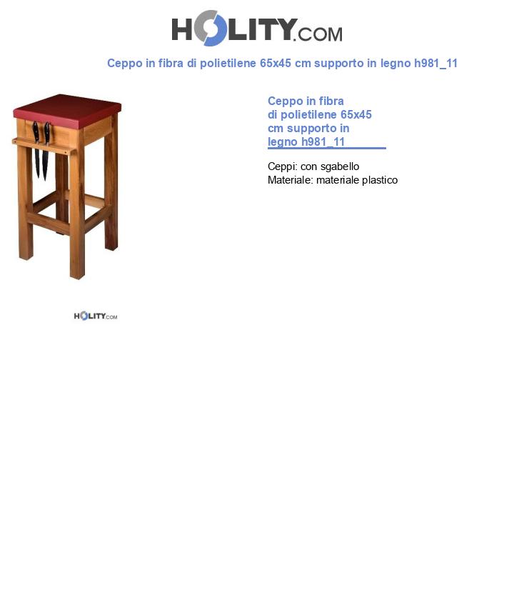 Ceppo in fibra di polietilene 65x45 cm supporto in legno h981_11