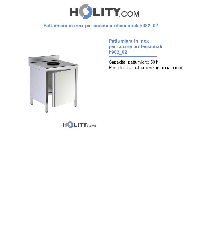 Pattumiera in inox per cucine professionali h982_02