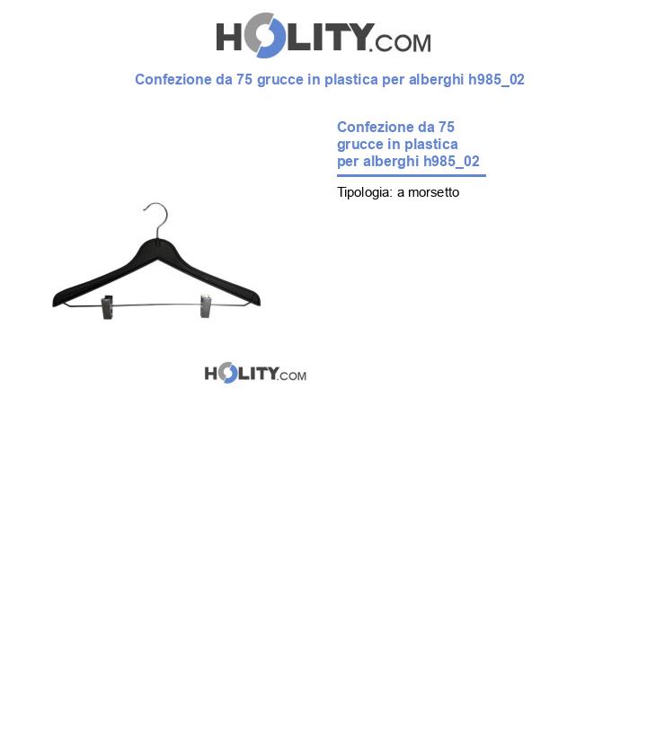 Confezione da 75 grucce in plastica per alberghi h985_02