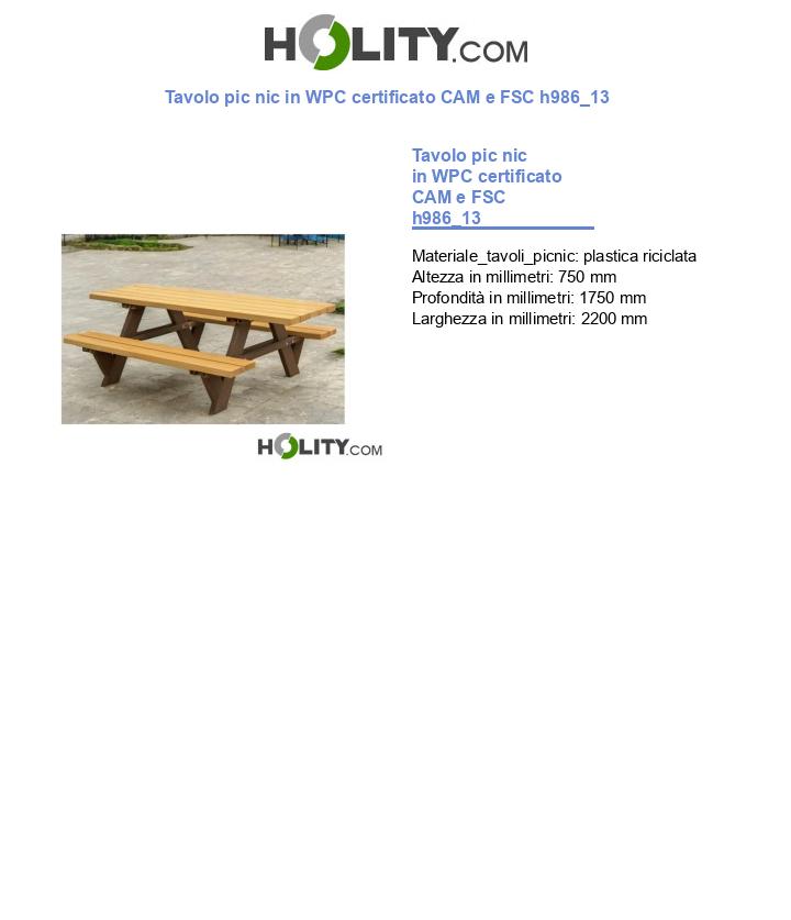 Tavolo pic nic in WPC certificato CAM e FSC h986_13