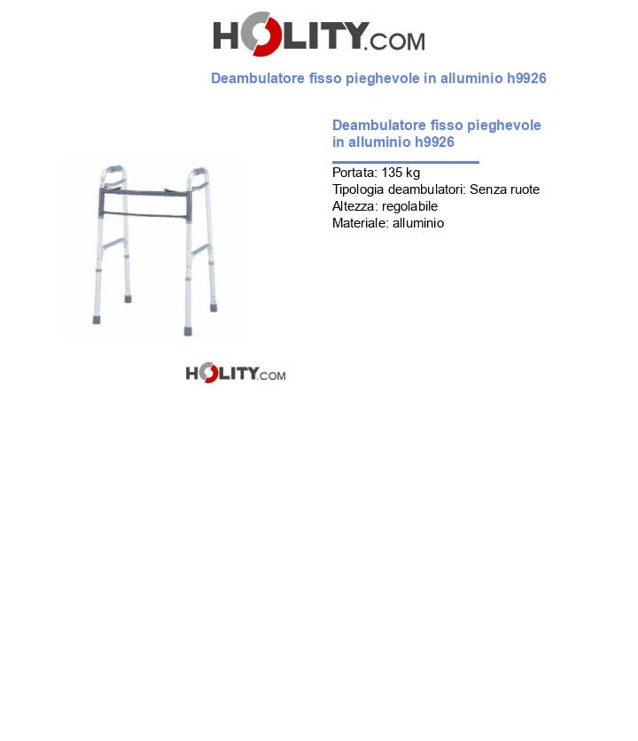 Deambulatore fisso pieghevole in alluminio h9926