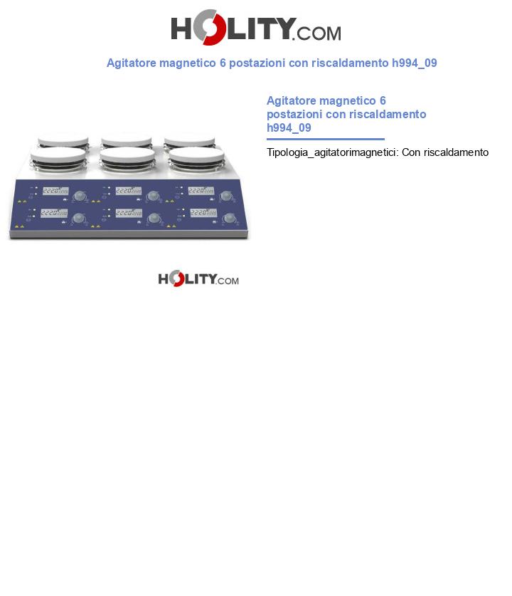 Agitatore magnetico 6 postazioni con riscaldamento h994_09