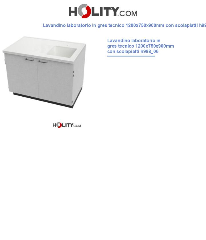 Lavandino laboratorio in gres tecnico 1200x750x900mm con scolapiatti h998_06