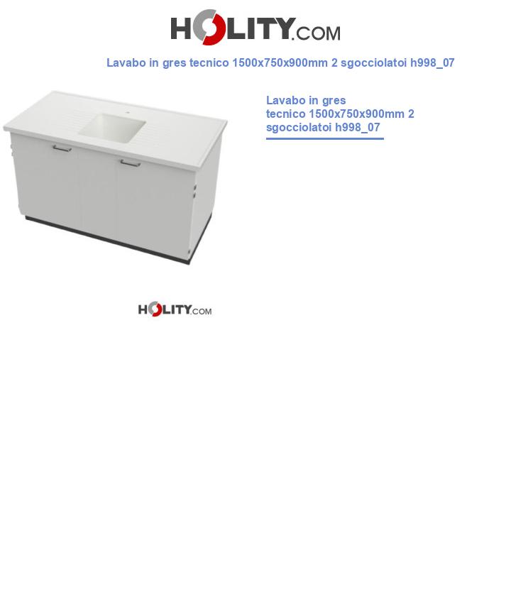 Lavabo in gres tecnico 1500x750x900mm 2 sgocciolatoi h998_07