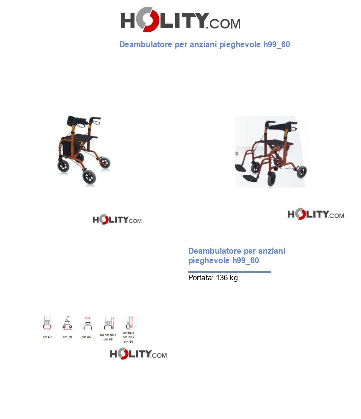 Deambulatore per anziani pieghevole h99_60