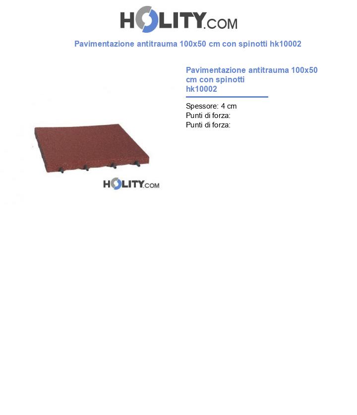 Pavimentazione antitrauma 100x50 cm con spinotti hk10002