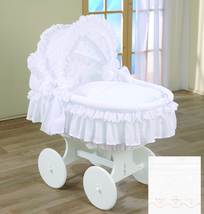 Cerchi culla di vimini con ruote e cappottina h16601? Immagini di culle per bambini