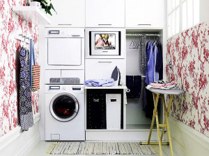 decorative-laundry-room-interior-design-with-attractive-floral-wallpaper-and-sophisticated-washing-machine